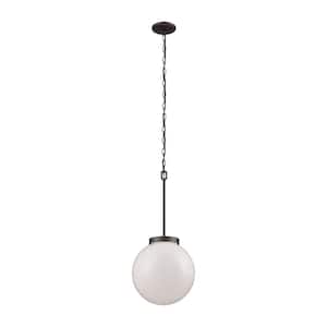 Beckett Large 1-Light Oil Rubbed Bronze with Opal White Glass Pendant