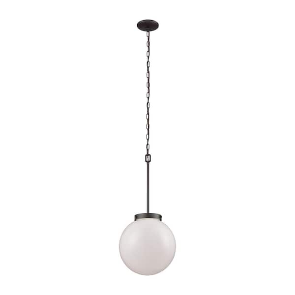 Thomas Lighting Beckett Large 1-Light Oil Rubbed Bronze with Opal White Glass Pendant