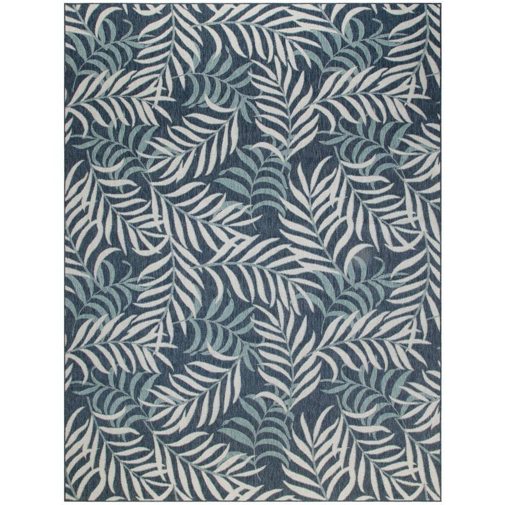 Nourison Garden Oasis Navy 8 ft. x 10 ft. Nature-inspired Contemporary Area Rug