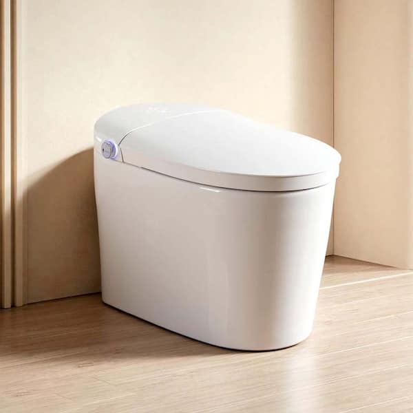 1-Piece 1.27 GPF Single Flush Elongated Smart Toilet Bidet in White Auto Open/Close Cover, RGB Light, Bubble Wash,Remote