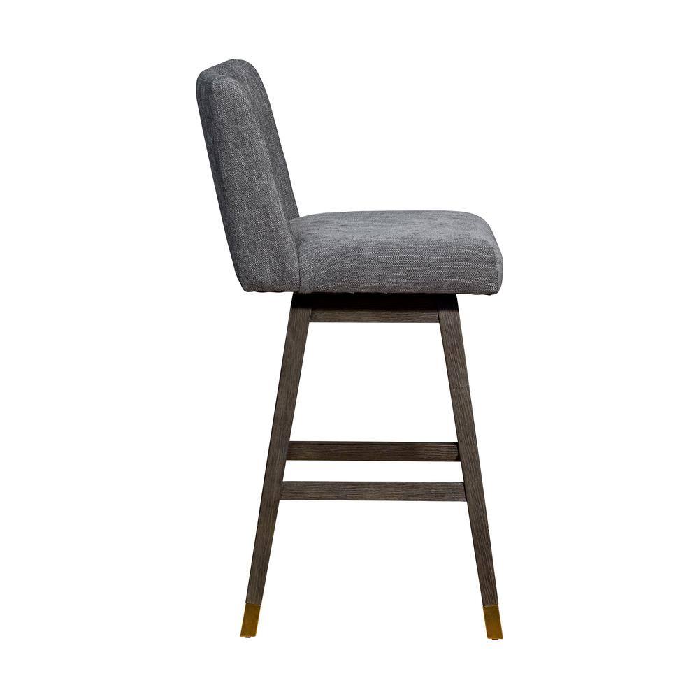 Grey Oak Wood Swivel Bar Stool with Grey Fabric
