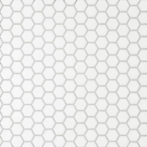 Le Cafe White 1 in. x 1 in. Honeycomb Matte Porcelain Mosaic Tile (8.4 sq. ft. /Case)