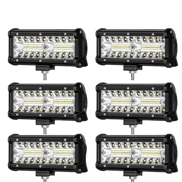 7 in. 12-Volt LED Light Bar Flood Spot Combo Beam Waterproof Work Lights for Truck Boat ATV UTV 6 Piece