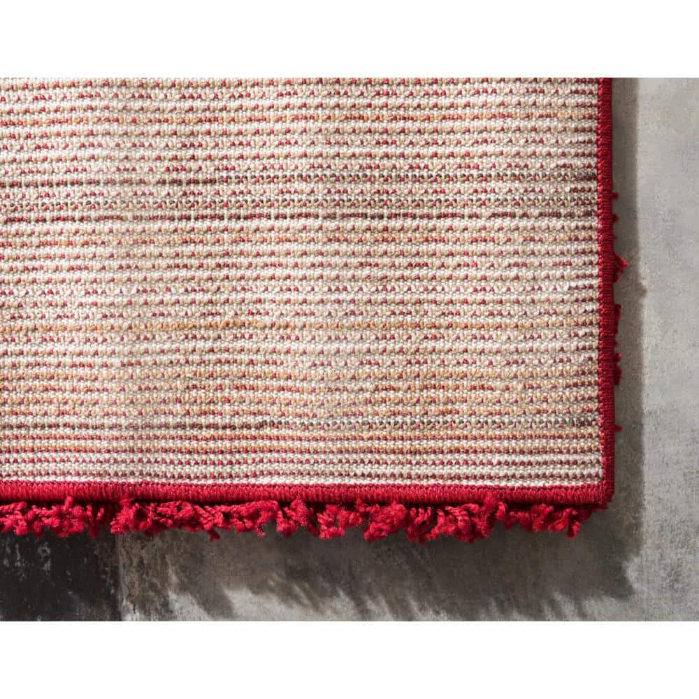 Cherry Red Luxurious Shag Rug 7'x10' - Reversible and Washable