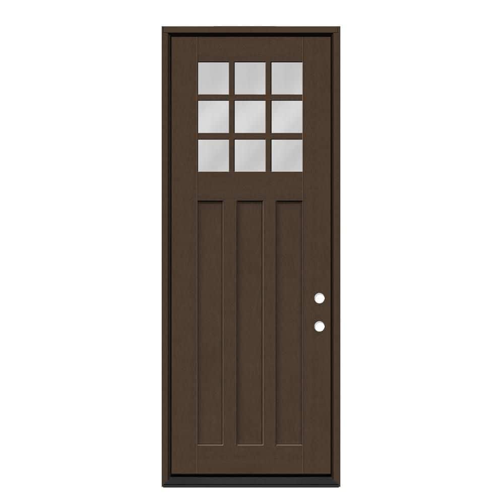 Regency 36 in. x 96 in. 1/4 9L-SDL Clear Glass LHIS Hickory Fiberglass Prehung Front Door with 6-9/16 Jamb price history on PriceWatchPro