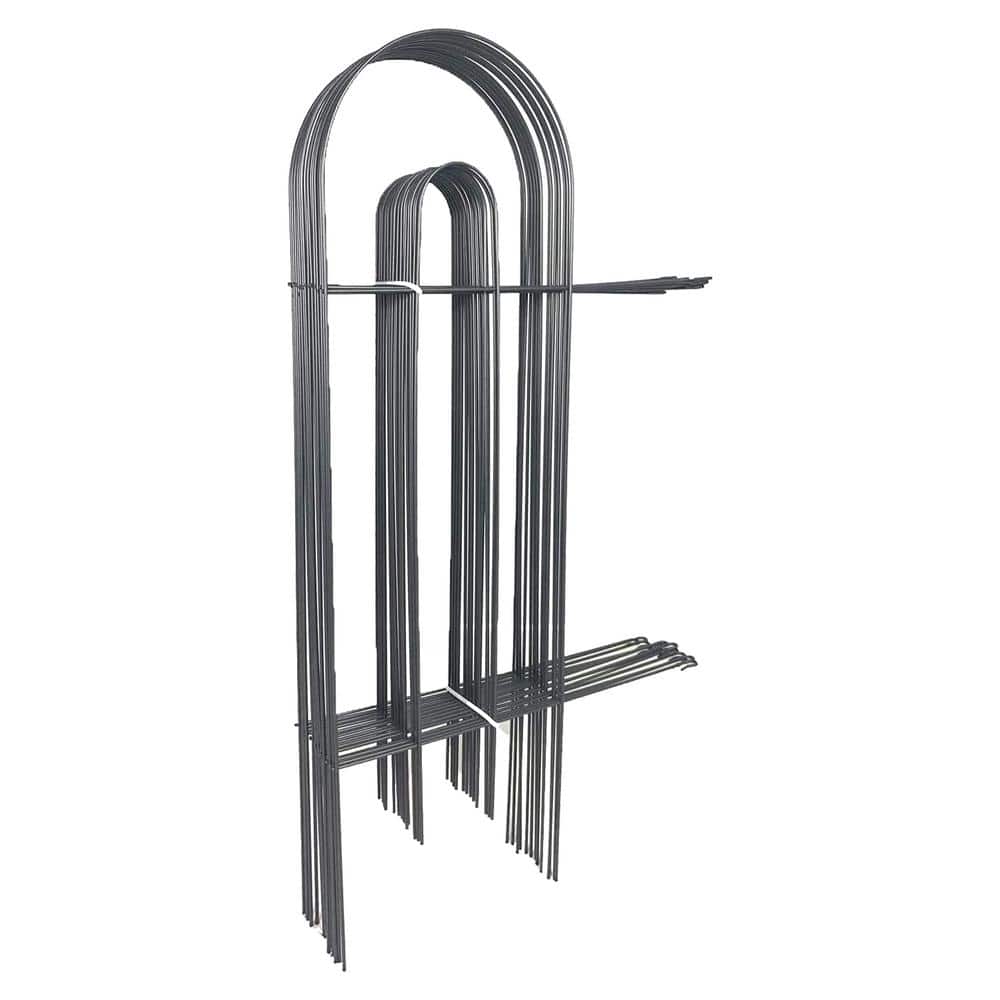 Glossy Black Metal No-Dig Garden Fence Edging Set