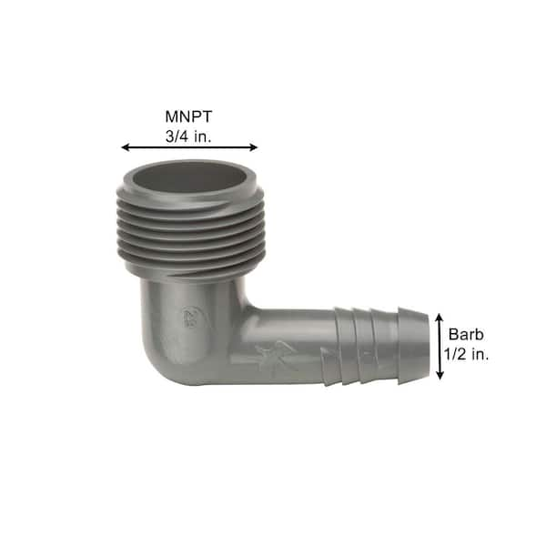 1/2 in. Barb x 3/4 in. Male Pipe Thread Elbow for Sprinkler Swing Pipe (Not Compatible With Drip Tubing)