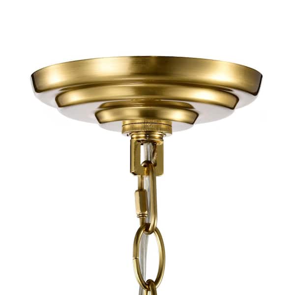 Jojospring Gioconda Brushed Shiny Brass 7-Light Tiered Leaf-Shaped Glass Chandelier - 20 in. Dia x 20.6 in. H