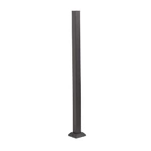 Fe26 2 in. x 45.5 in. Black Steel Railing Post with 4-in Base and Cover