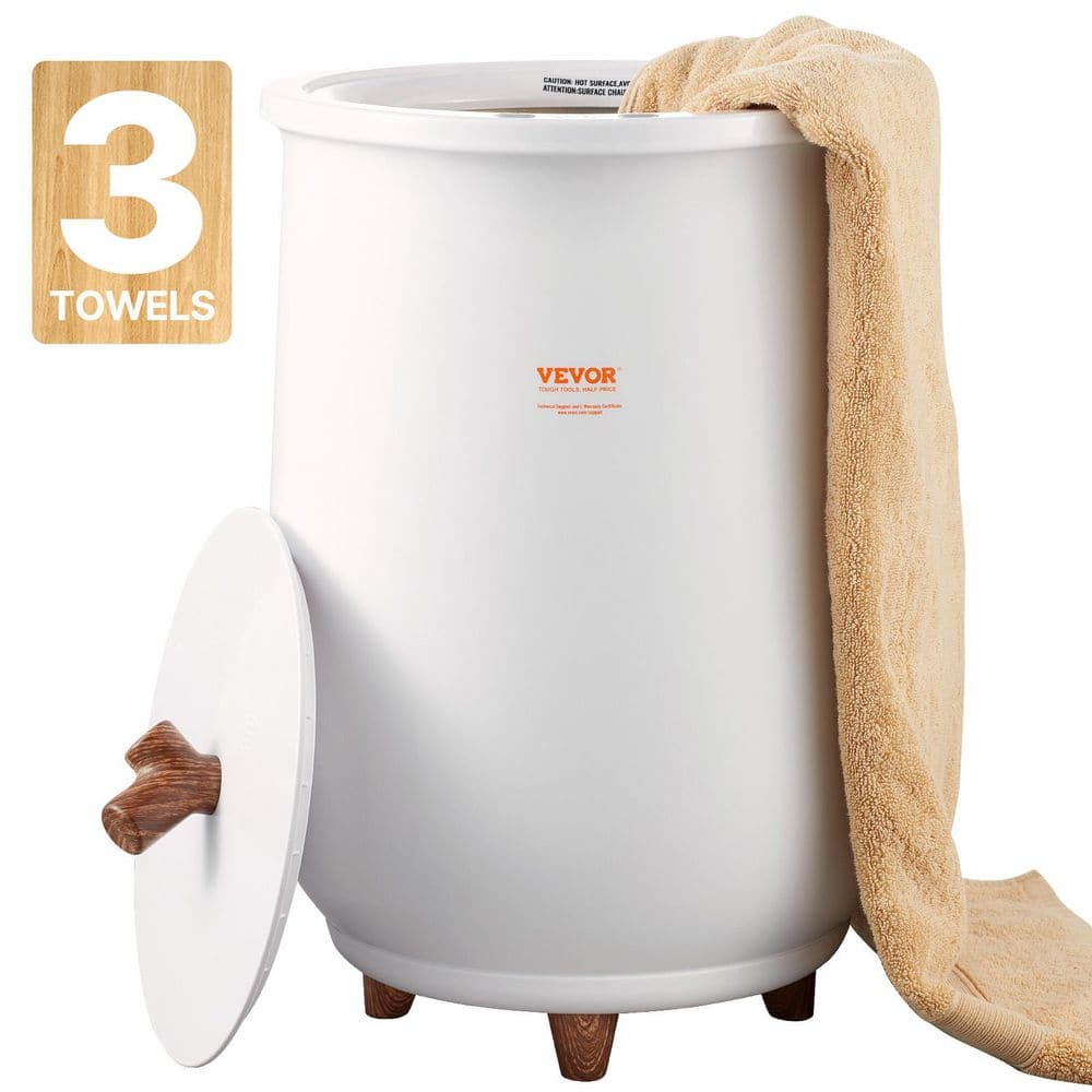VEVOR Towel Warmer Bucket, 20 L Towel Warmer, Auto Shut Off Towel Heater with 4-Level Timer, White Electric Plug-ln MJJRTBS20LZSPPM89V1-S0722