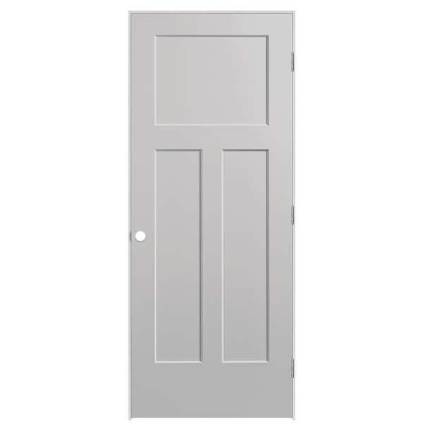 Masonite 32 in. x 80 in. 3-Panel Winslow Left-Hand Solid Core Silver Bullet Molded Composite Single Prehung Interior Door