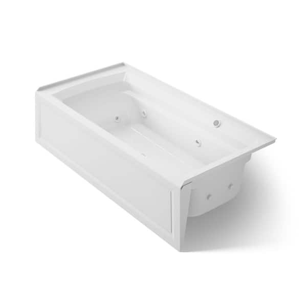 Archer 72 in. Right Drain Rectangular Alcove Whirlpool Bathtub with Bask Heated Surface in White