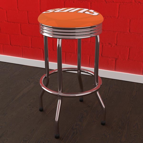 Unbranded Pheonix Suns Fade 29 in. Orange Backless Metal Bar Stool with Vinyl Seat