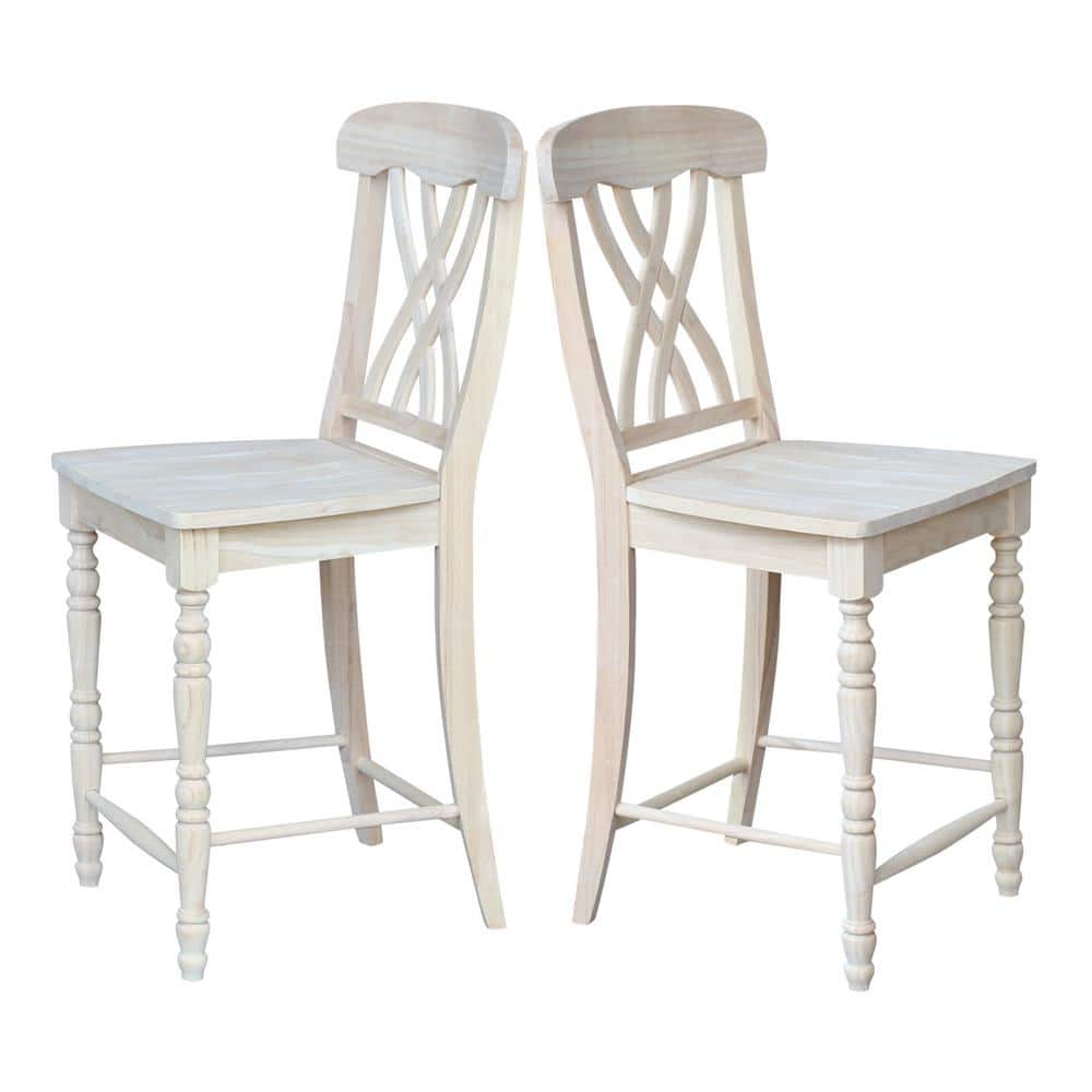 24" Unfinished Parawood Lattice Counter Height Barstool