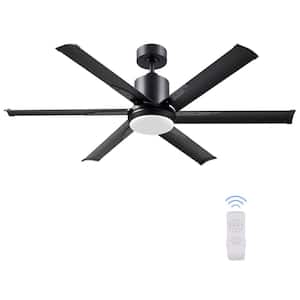 52 in. LED Indoor Black Ceiling Fan with Remote Control