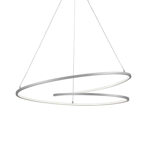 Twist 32 in. 1 Light 59-Watt Antique Silver Integrated LED Pendant Light