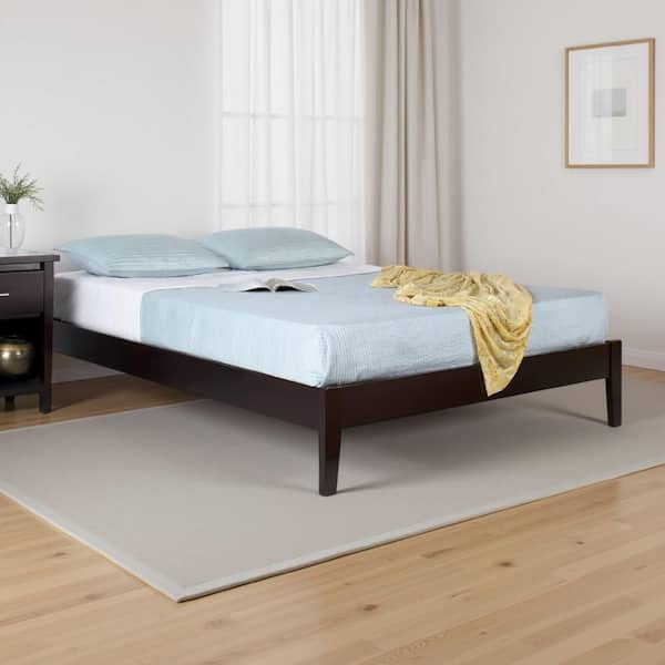 Evelyn Brown Wood Frame King Size Platform Bed with Low Profile