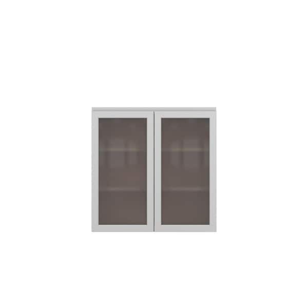 Westport Shaker 30 in. W x 36 in. H x 12 in. D in Painted White Plywood Assembled Frosted Glass Wall Cabinet