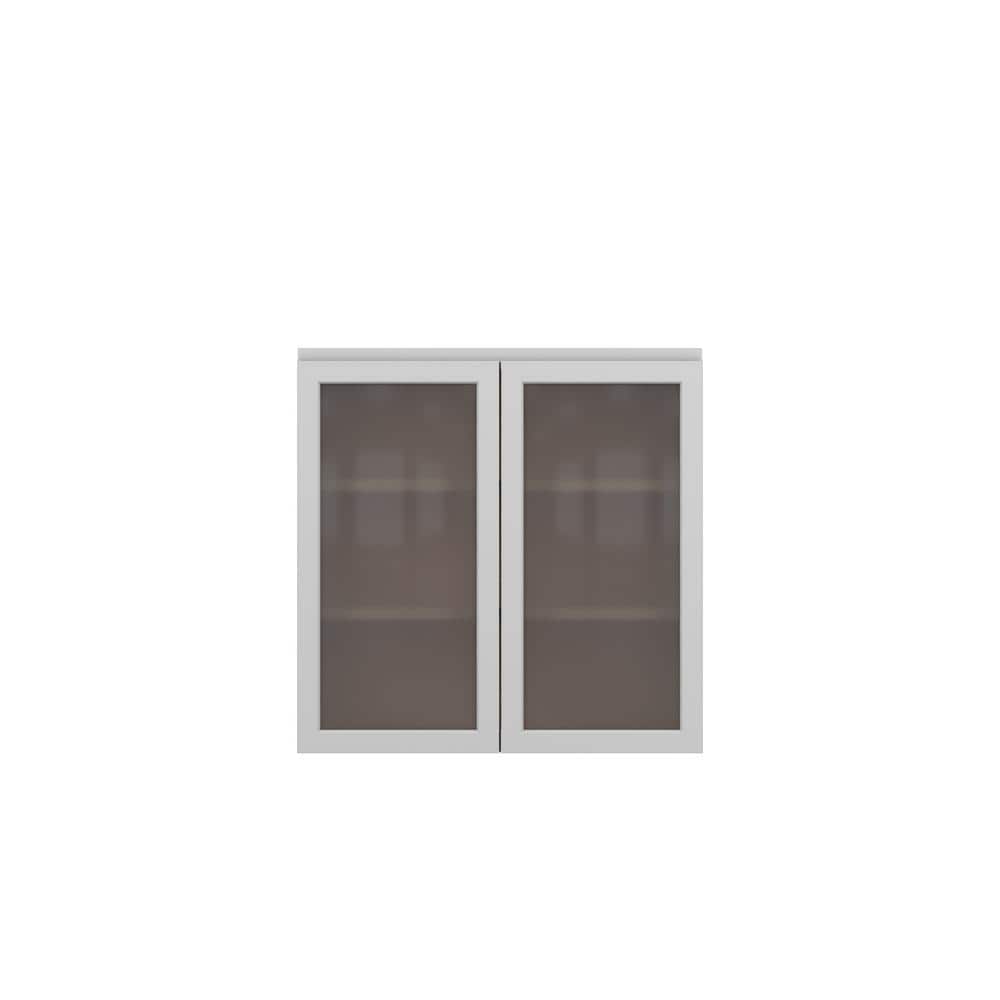 Westport Shaker 36 in. W x 36 in. H x 12 in. D in Painted White Plywood Assembled Frosted Glass Wall Cabinet price history on PriceWatchPro