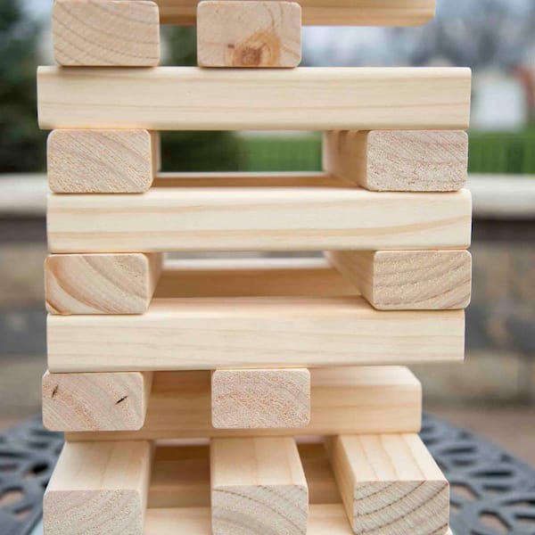 Yardgames Giant Tumbling Timbers Wood Stacking Wooden Building Blocks Game  For Adults And Kids With 56 Stained Pine Blocks (2 Pack) : Target