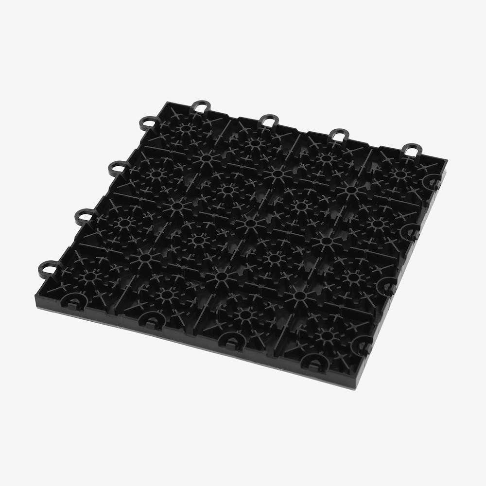 Black and Gunmetal Diamond Plate Interlocking Garage Floor Tiles, 12 x 12, 40 Pack