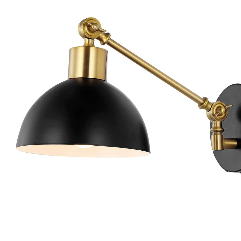 Lisa 18" Black Iron Swing Arm LED Wall Sconce with USB Charging