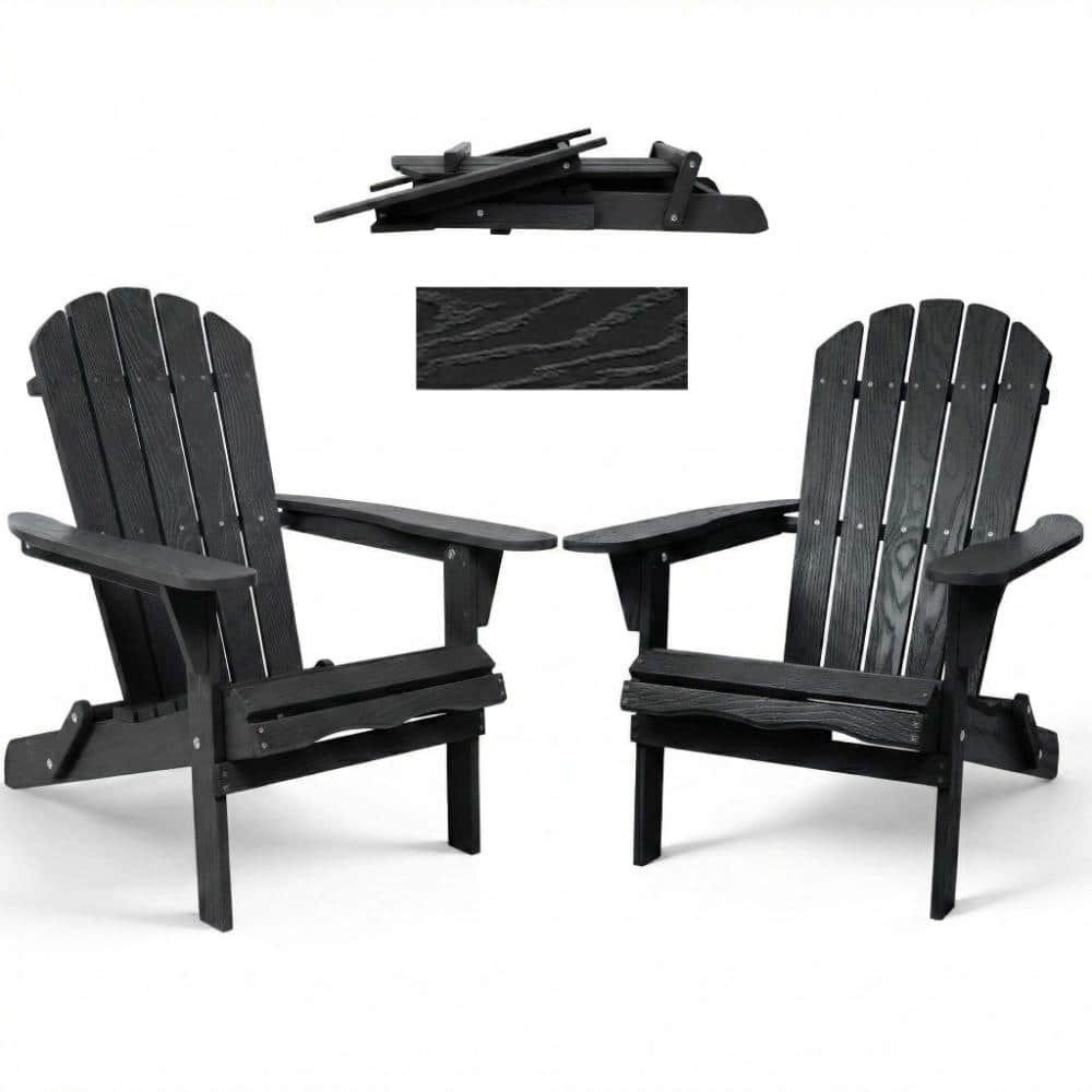 2-Piece Black Wood Folding Outdoor Adirondack Chair price history on PriceWatchPro
