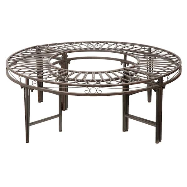 Design Toscano Gothic Roundabout 2-Person 47 in. W Black Steel Outdoor Bench