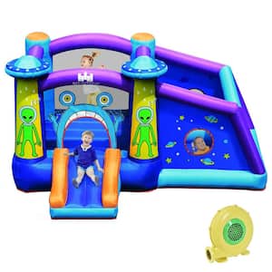 Inflatable Bouncer Alien Bounce HouseKids Jump Slide Ball Pit with 480 W Blower
