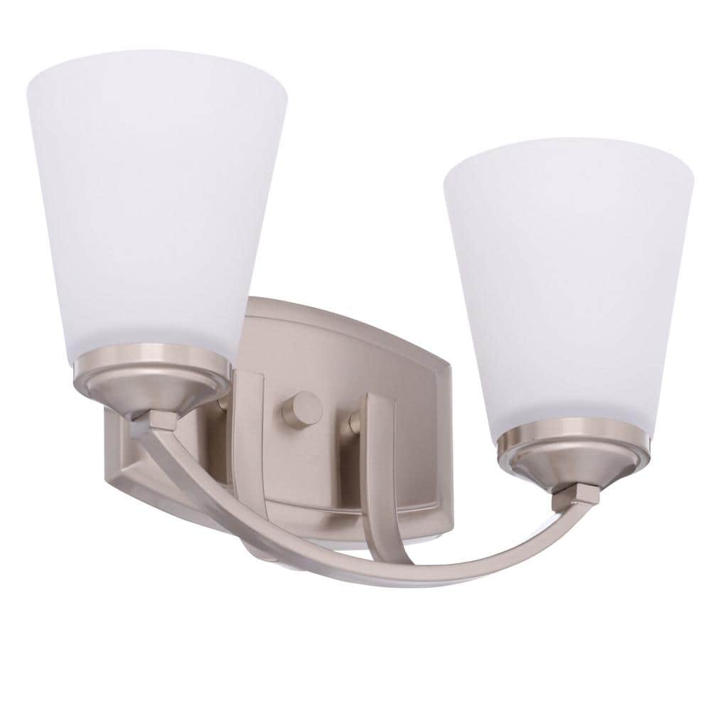 Brushed Nickel 2-Light Dimmable Bathroom Vanity Fixture