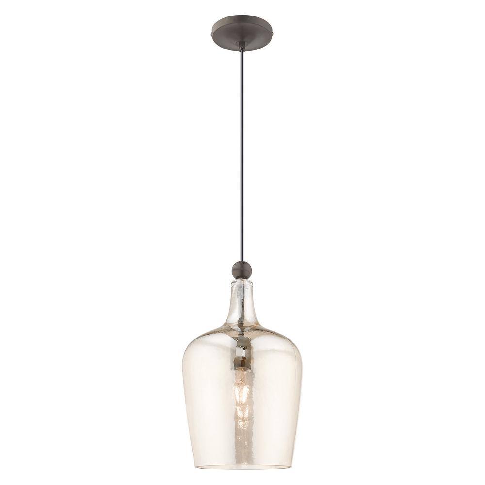 Champagne Glass Mini Bowl Pendant with English Bronze Finish