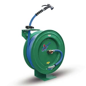 RMX BLUSEAL 3/4 in. x 50 ft. Heavy-Duty Retractable Water Hose Reel, 6 ft.  Lead-in, Spray Nozzle - Green BSWR3450-GN - The Home Depot