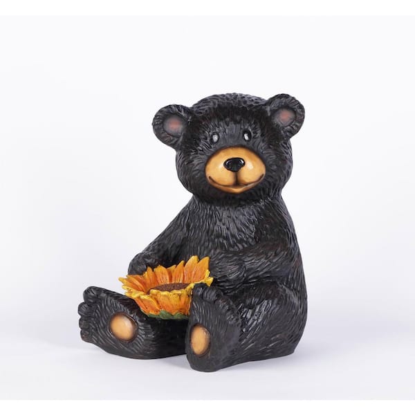 HI-LINE GIFT LTD. Bear Cub Holding Sunflower Statue