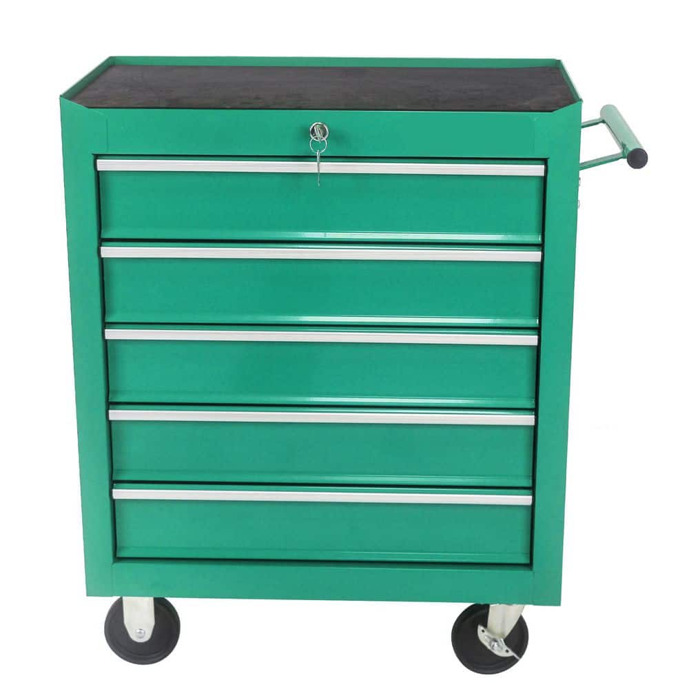 13 in. 5 Drawer Tool Chest, Side Tool Cabinets for Garage Storage with 4 Wheels and Locking System, Green price history on PriceWatchPro