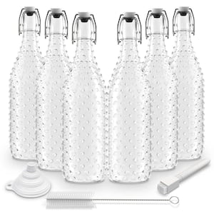 Nevlers 8.5 oz. Clear Glass Bottles with Swing Top Stoppers, Bottle Brush,  Funnel, and Gold Glass Marker (Set of 12) MK-8.5Z-12P-27 - The Home Depot