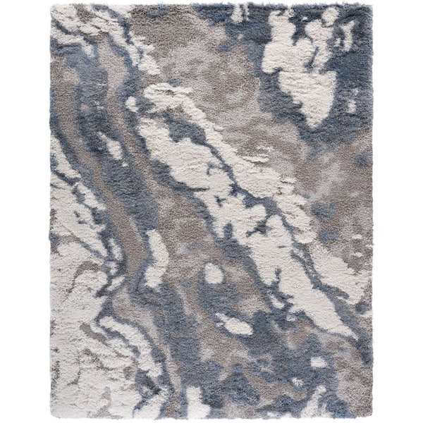 Horizon Shag 8 ft. x 10 ft. Gray/Blue Abstract Area Rug