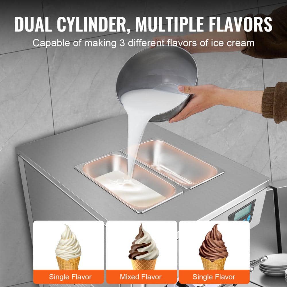 Silver Stainless Steel Commercial Soft Serve Ice Cream Machine