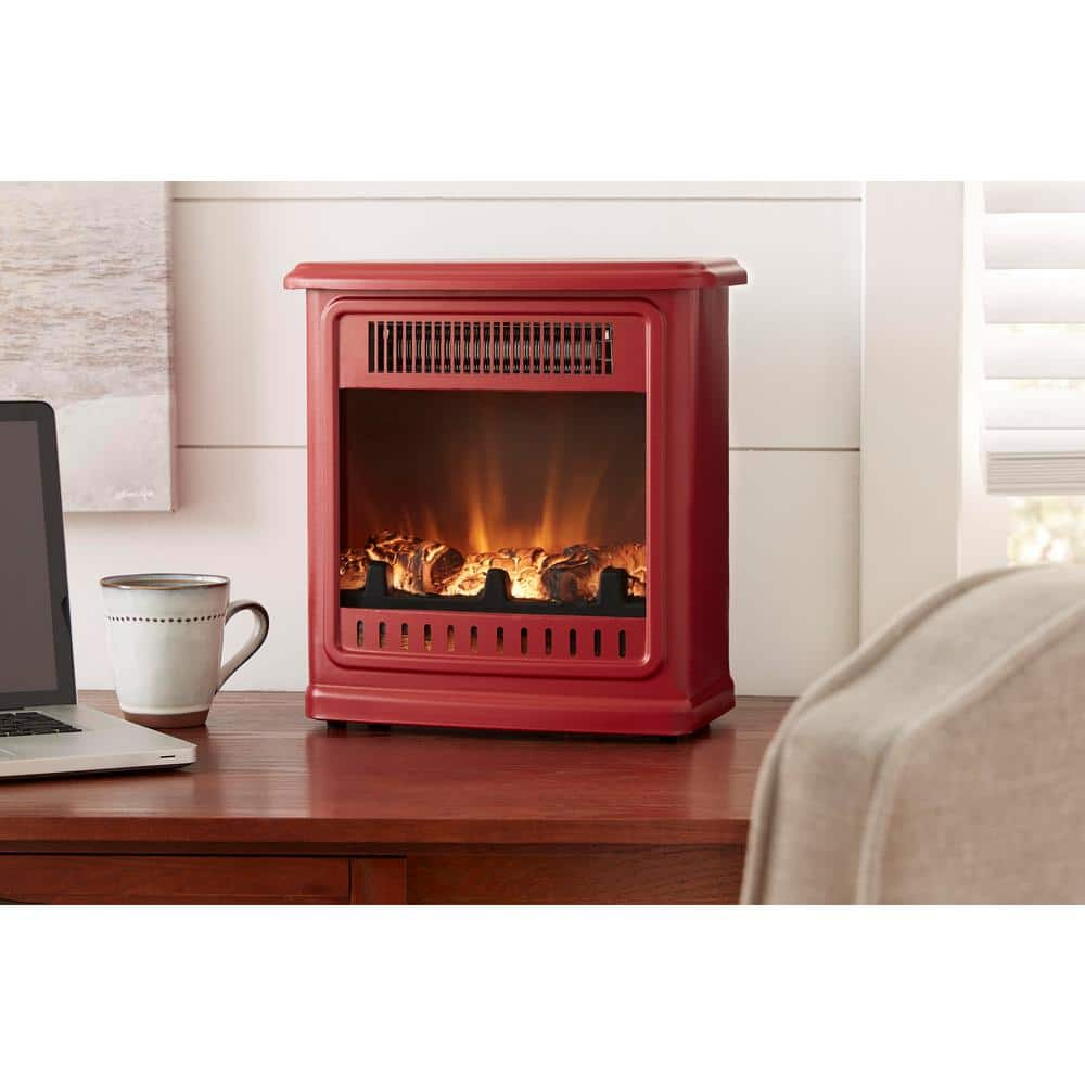 Hampton Bay Crestland 13 In. Desktop Electric Fireplace In Red EST-13 ...