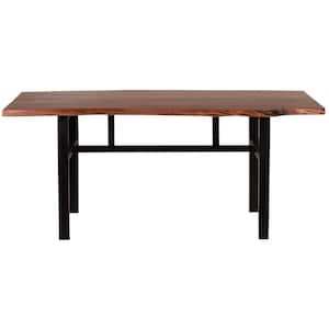 Acacia Live Edge 71 in. Rectangle, Acacia Wood with Iron Frame, Mission Style Dining Table, Seats 8