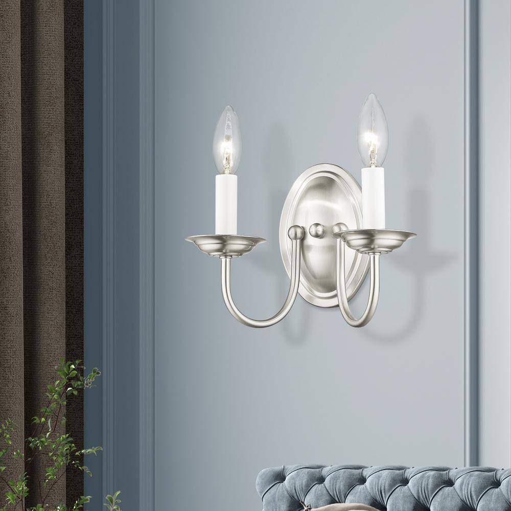Elegant Traditional Brushed Nickel 2-Light Wall Sconce