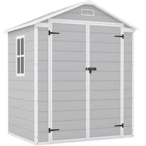 Classics 6 ft. W x 4 ft. D Outdoor Storage Gray Plastic Shed with Sloping Roof and Lockable Door 23 sq. ft.