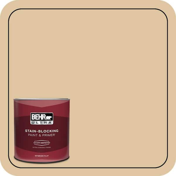 BEHR ULTRA 1 qt. #320E-3 Riviera Sand Extra Durable Flat Interior Paint & Primer
