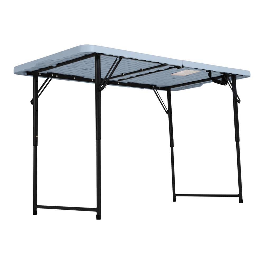 Gray Metal Frame Adjustable Height Folding Utility Table