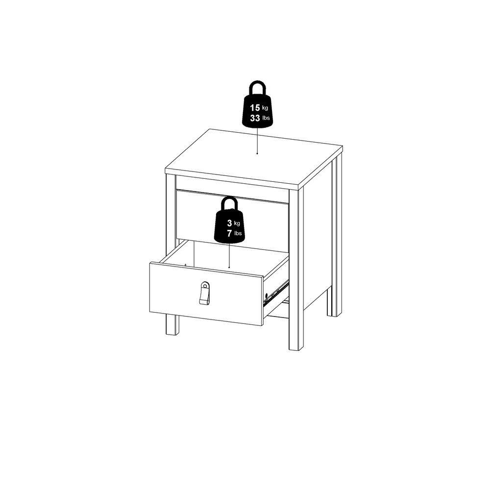 White 2-Drawer Modern Nightstand with Foil Finish