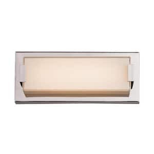 Patterson 11 in. Integrated LED Polished Chrome Bathroom Vanity Light Fixture with Acrylic Shade