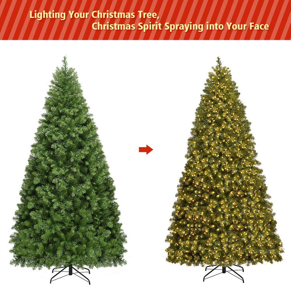 8' Green PVC Spruce Christmas Tree with Warm White LED Lights