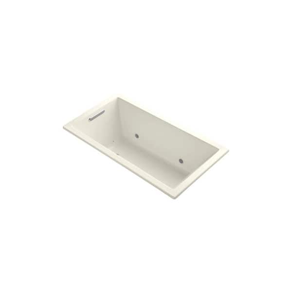 KOHLER Underscore 5 ft. Air Bath Tub in Biscuit