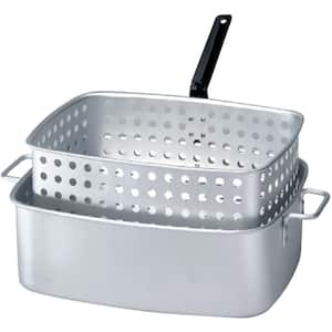 15 qt. Aluminum Rectangular Fry Pan with Two Helper Handles and Punched Aluminum Basket
