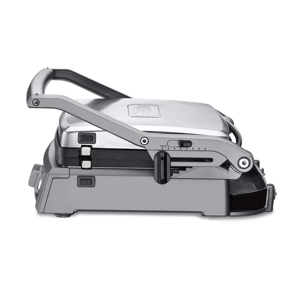 Deluxe Brushed Stainless Steel Electric Griddle with Reversible Plates