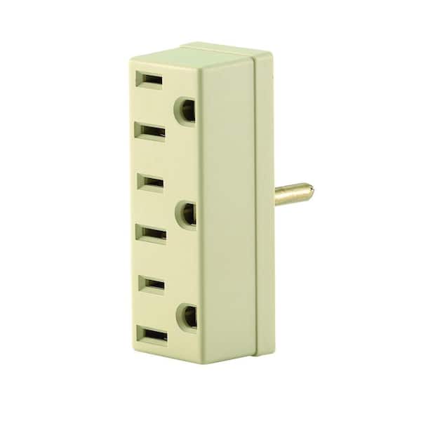 Leviton Triple-Tap Grounding Outlet Splitters Adapter, Ivory